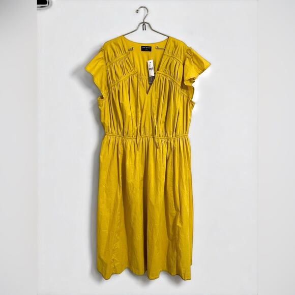 NWT Lane Bryant mustard Yellow Ruffled Smocked Midi Sundress plus size 18 - Picture 5 of 8